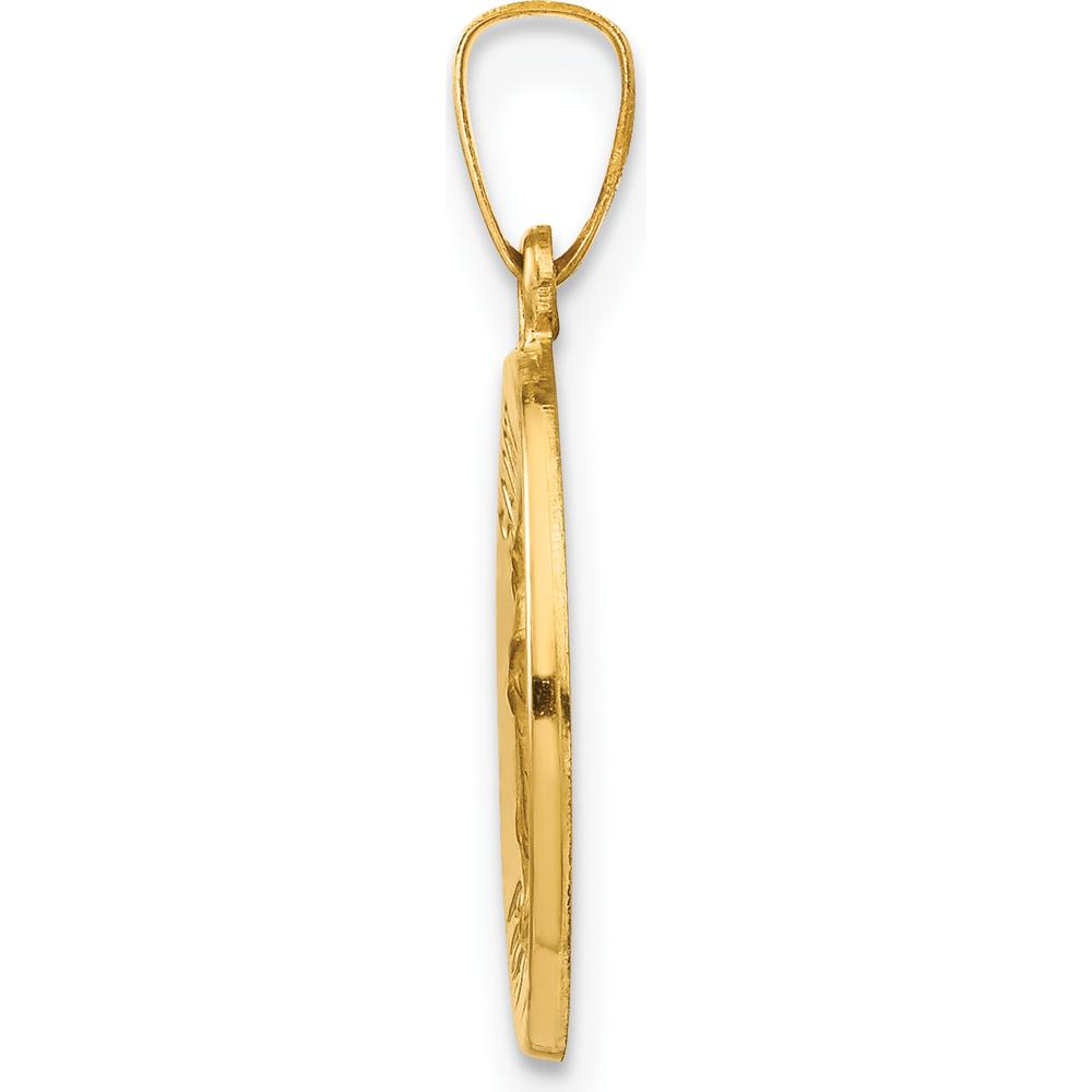 14K Yellow Gold Hollow St. Raphael Medal Pendant with Polished and Satin Finish by Oro Pregiato