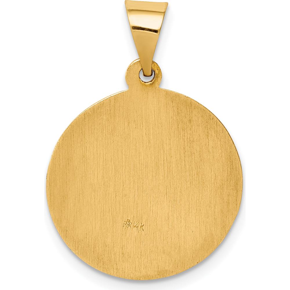 14K Yellow Gold Hollow St. Raphael Medal Round Pendant - Polished & Satin Finish by Oro Pregiato