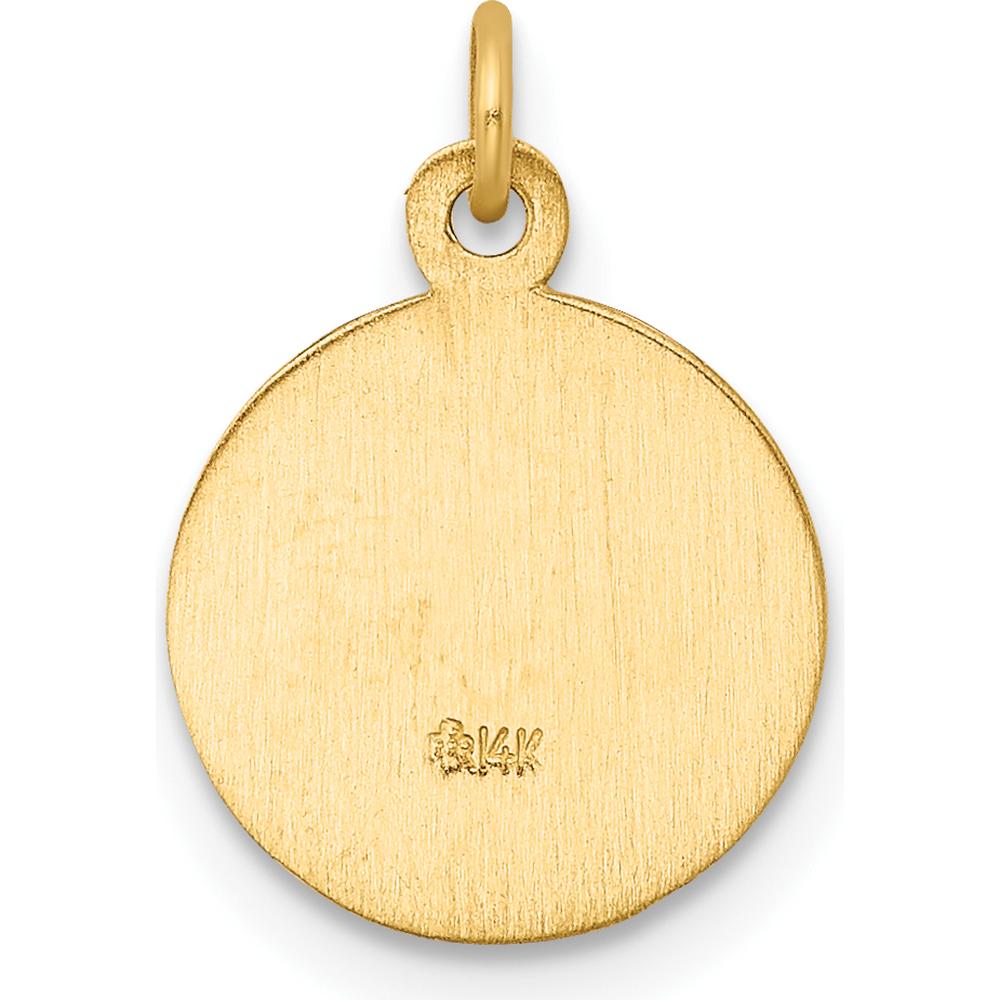 14K Yellow Gold Holy Communion Round Charm with Polished and Satin Finish - 16mm Diameter by Oro Pregiato
