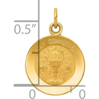 14K Yellow Gold Holy Communion Round Charm with Polished and Satin Finish - 16mm Diameter by Oro Pregiato