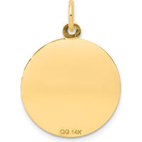 14K Yellow Gold Holy Communion Round Pendant with Diamond-Cut Edge - Polished and Satin Finish by Oro Pregiato