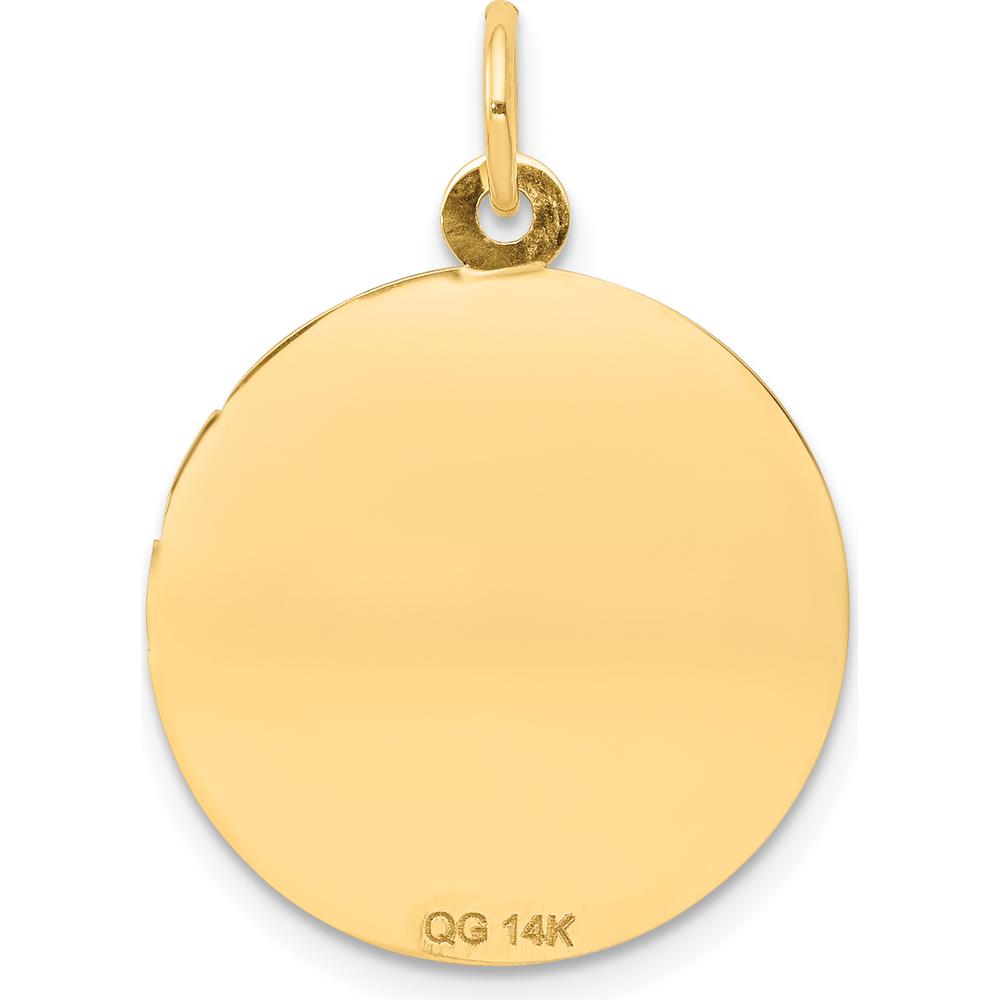 14K Yellow Gold Holy Communion Round Pendant with Diamond-Cut Edge - Polished and Satin Finish by Oro Pregiato