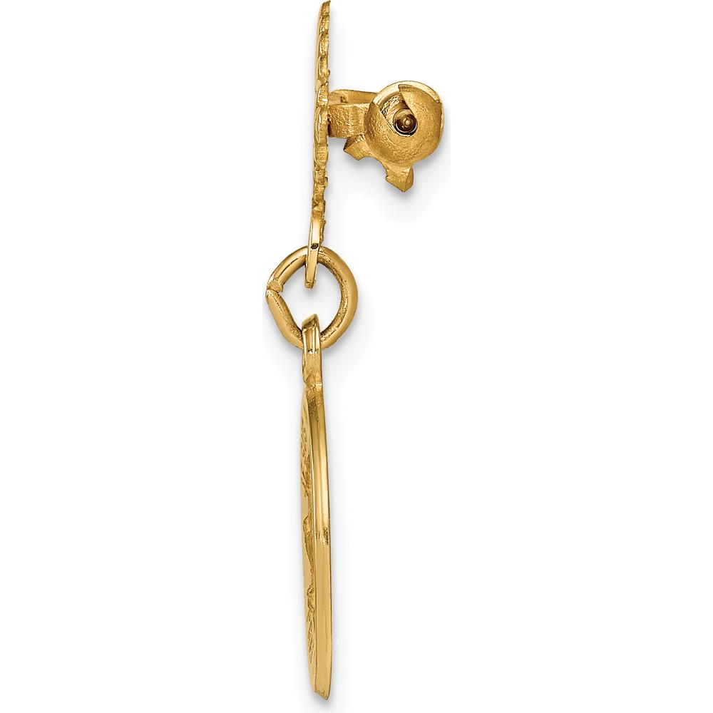 14K Yellow Gold Holy Family Medal Pin with Polished and Satin Finish by Oro Pregiato