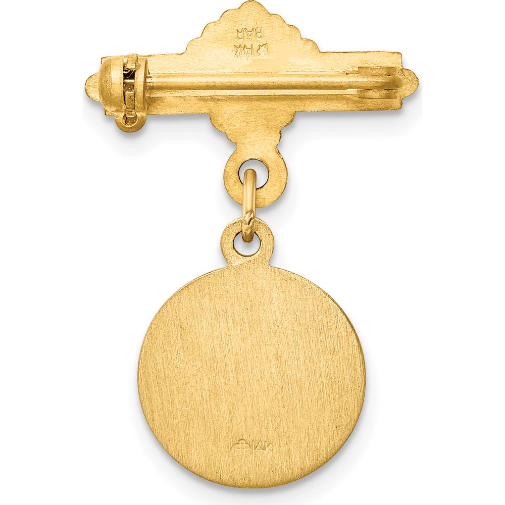 14K Yellow Gold Holy Family Medal Pin with Polished and Satin Finish by Oro Pregiato