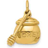 14K Yellow Gold HONEY Pot with Dipper Charm - 22mm Length by Oro Pregiato