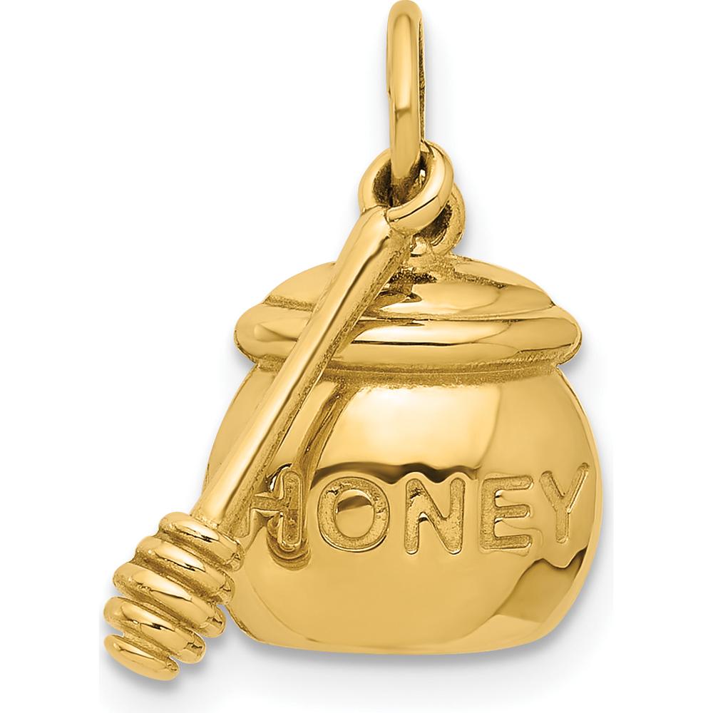 14K Yellow Gold HONEY Pot with Dipper Charm - 22mm Length by Oro Pregiato