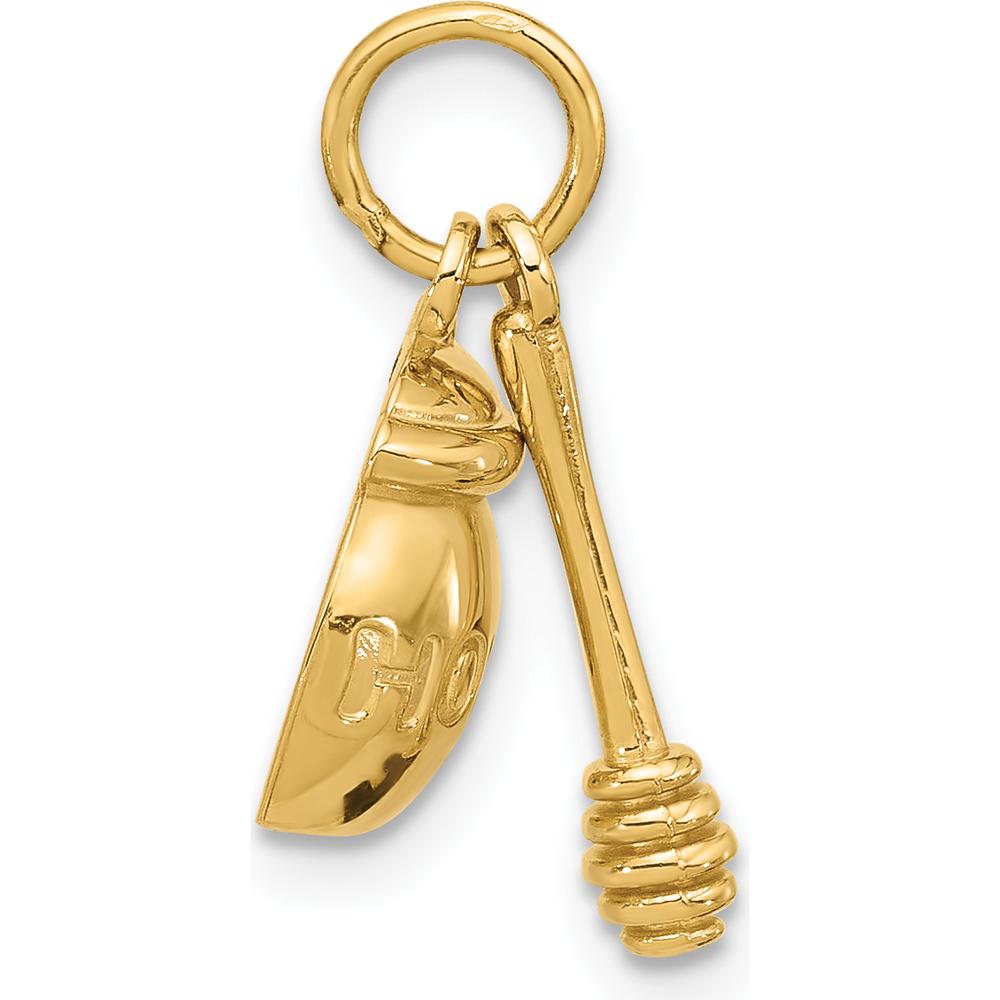 14K Yellow Gold HONEY Pot with Dipper Charm - 22mm Length by Oro Pregiato