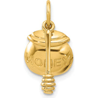 14K Yellow Gold HONEY Pot with Dipper Charm - 22mm Length by Oro Pregiato