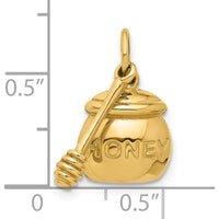 14K Yellow Gold HONEY Pot with Dipper Charm - 22mm Length by Oro Pregiato