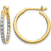 14K Yellow Gold Hoop Earrings with 32 Round Diamonds - 0.01 Carat Total Diamond Weight by Monteluci Fine Jewelry