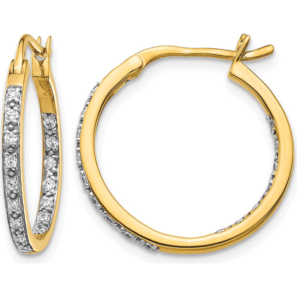 14K Yellow Gold Hoop Earrings with 32 Round Diamonds - 0.01 Carat Total Diamond Weight by Monteluci Fine Jewelry