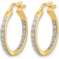 14K Yellow Gold Hoop Earrings with 32 Round Diamonds - 0.01 Carat Total Diamond Weight by Monteluci Fine Jewelry