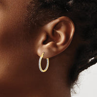 14K Yellow Gold Hoop Earrings with 32 Round Diamonds - 0.01 Carat Total Diamond Weight by Monteluci Fine Jewelry