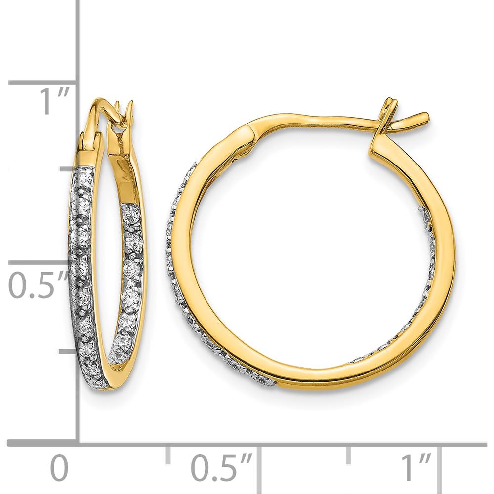 14K Yellow Gold Hoop Earrings with 32 Round Diamonds - 0.01 Carat Total Diamond Weight by Monteluci Fine Jewelry