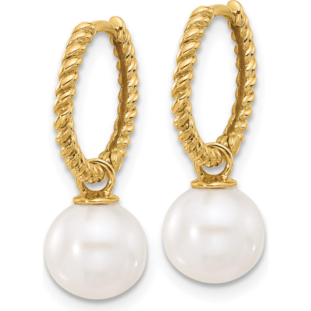 14K Yellow Gold Hoop Earrings with 7-8mm White and Black Freshwater Cultured Pearls - Removable Dangle Design by Monteluci Fine Jewelry
