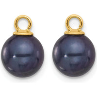 14K Yellow Gold Hoop Earrings with 7-8mm White and Black Freshwater Cultured Pearls - Removable Dangle Design by Monteluci Fine Jewelry