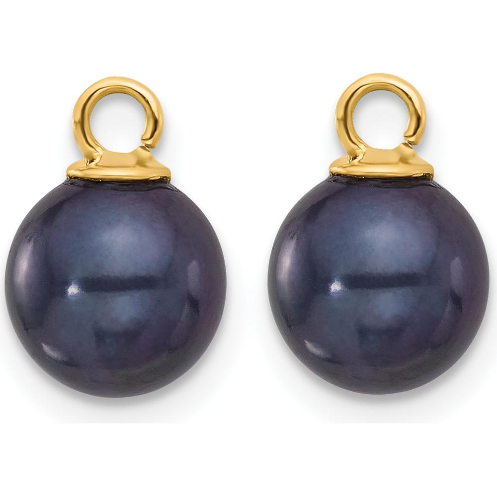14K Yellow Gold Hoop Earrings with 7-8mm White and Black Freshwater Cultured Pearls - Removable Dangle Design by Monteluci Fine Jewelry