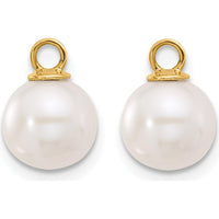 14K Yellow Gold Hoop Earrings with 7-8mm White and Black Freshwater Cultured Pearls - Removable Dangle Design by Monteluci Fine Jewelry