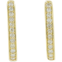 14K Yellow Gold Hoop Earrings with Channel Set Diamonds - 0.20 Carat Total Diamond Weight