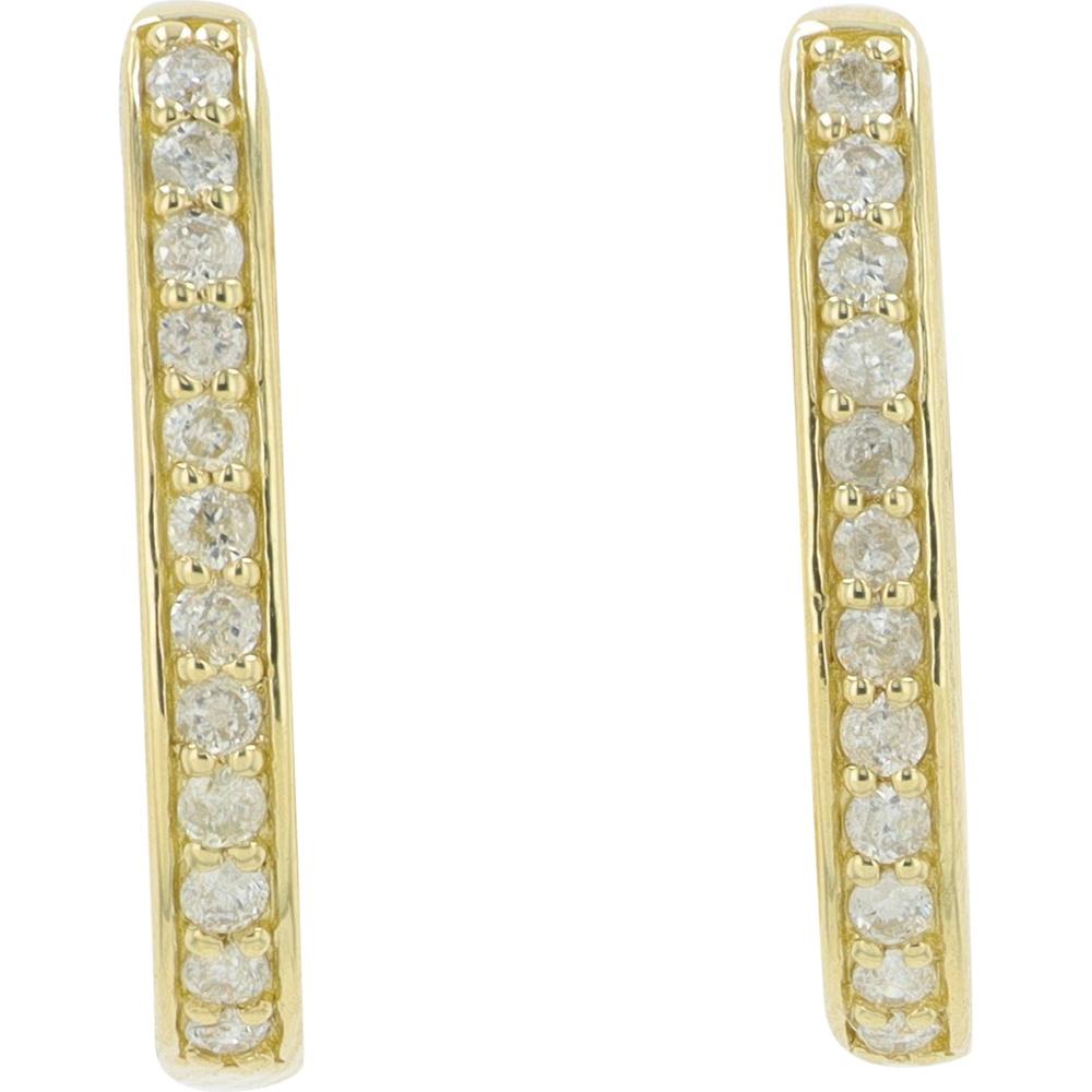 14K Yellow Gold Hoop Earrings with Channel Set Diamonds - 0.20 Carat Total Diamond Weight
