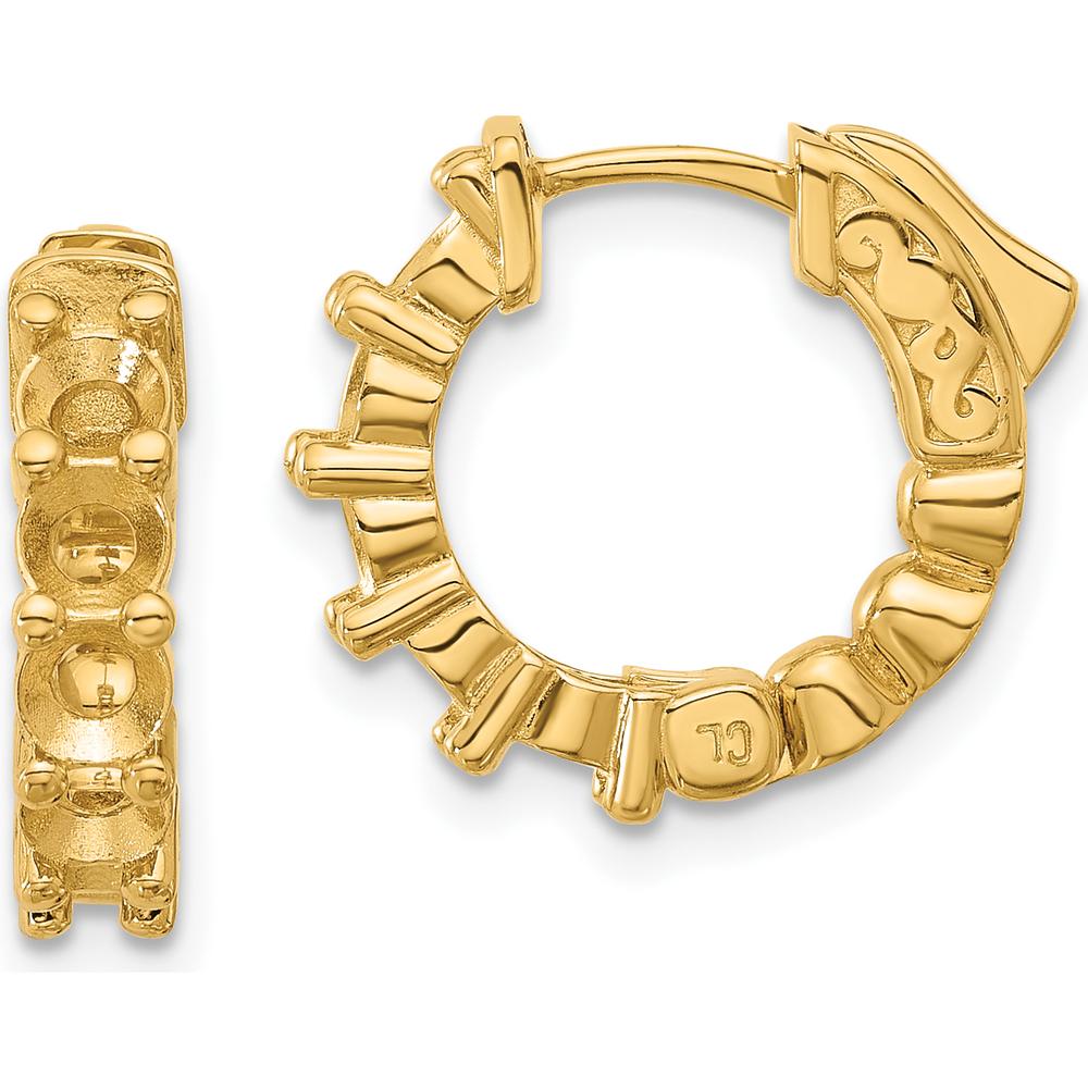14K Yellow Gold Hoop Earrings with Safety Clasp - 16.2mm Length, 3.5mm Width by Oro Pregiato