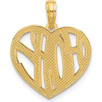 14K Yellow Gold HOPE Heart Charm Pendant - Polished Finish by Oro Pregiato
