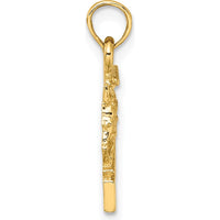 14K Yellow Gold Horse and Cart Charm - Polished Finish, Textured Design by Oro Pregiato