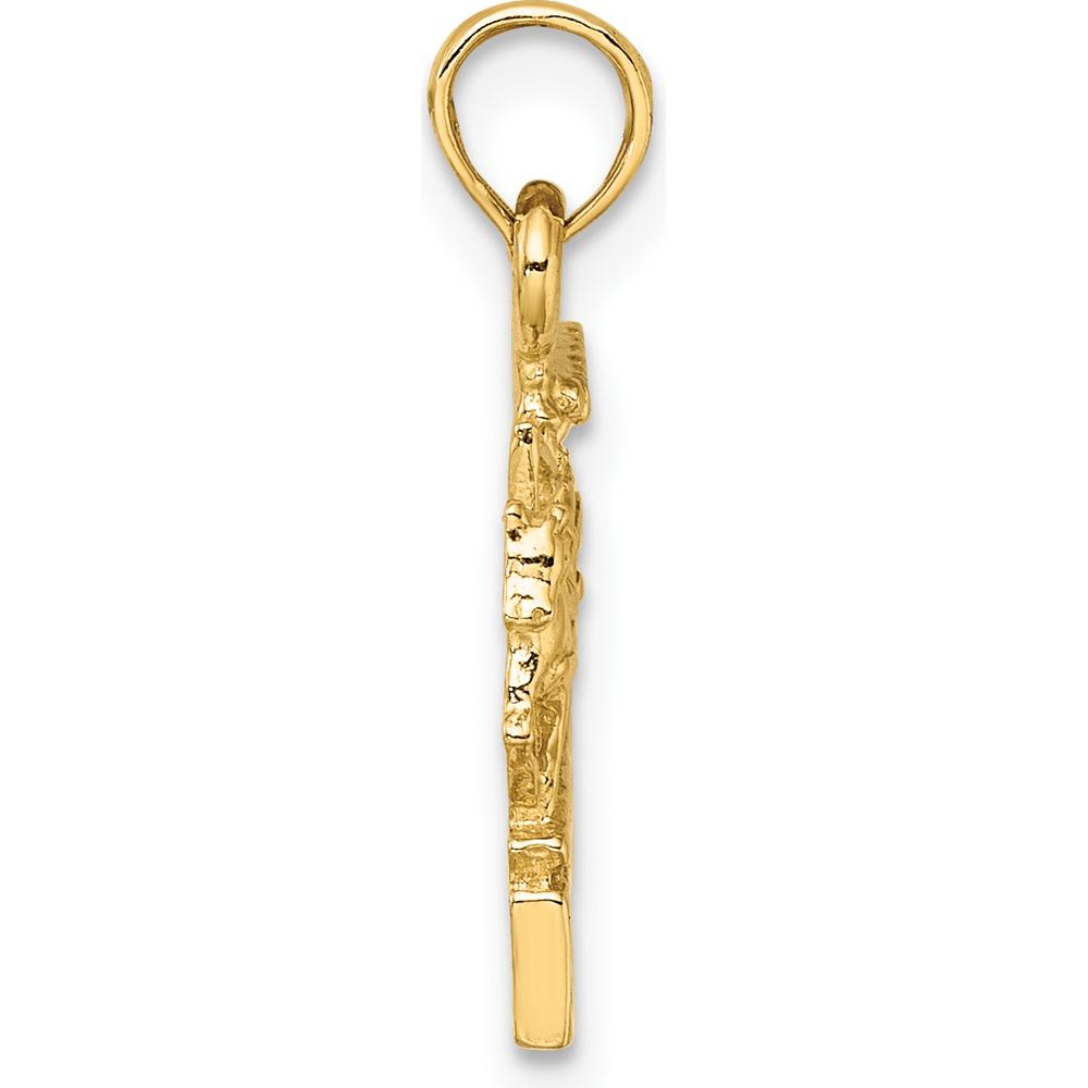14K Yellow Gold Horse and Cart Charm - Polished Finish, Textured Design by Oro Pregiato