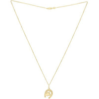 14K Yellow Gold Horse & Horseshoe Pendant on 18" Chain - Polished Finish by Orozza Fine Jewelry