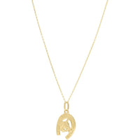 14K Yellow Gold Horse & Horseshoe Pendant on 18" Chain - Polished Finish by Orozza Fine Jewelry
