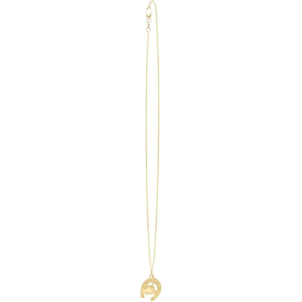 14K Yellow Gold Horse & Horseshoe Pendant on 18" Chain - Polished Finish by Orozza Fine Jewelry