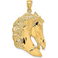 14K Yellow Gold Horse Head Pendant Charm with Textured Mane by Oro Pregiato