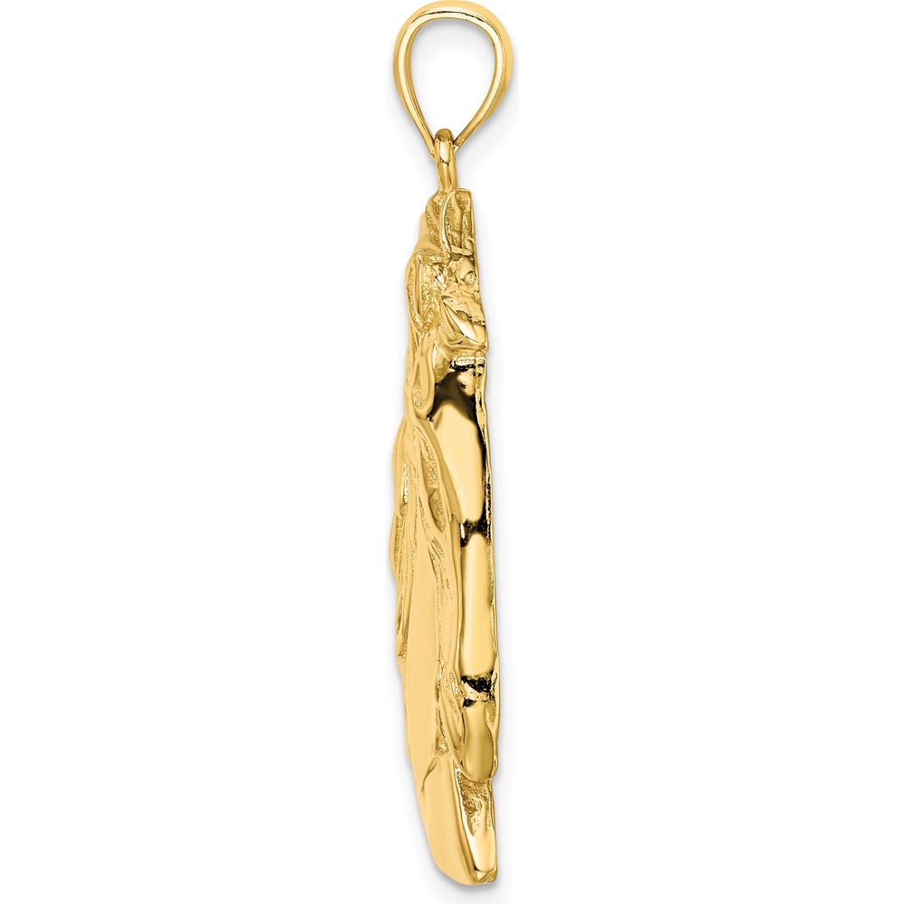 14K Yellow Gold Horse Head Pendant Charm with Textured Mane by Oro Pregiato