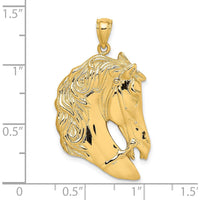 14K Yellow Gold Horse Head Pendant Charm with Textured Mane by Oro Pregiato