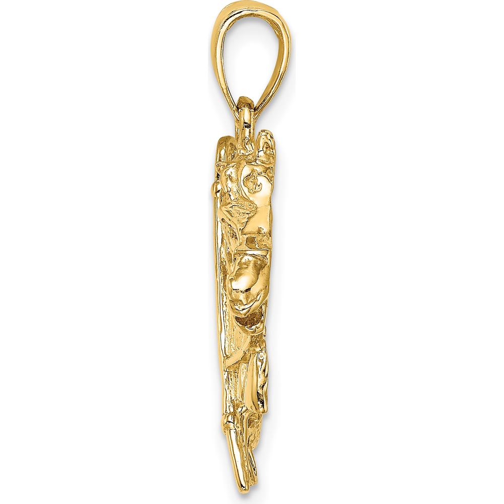 14K Yellow Gold Horse Head with Horseshoe and Crop Charm - Polished Finish by Oro Pregiato