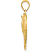 14K Yellow Gold Horse in Heart Pendant - Brushed Finish, 29mm Length by Oro Pregiato