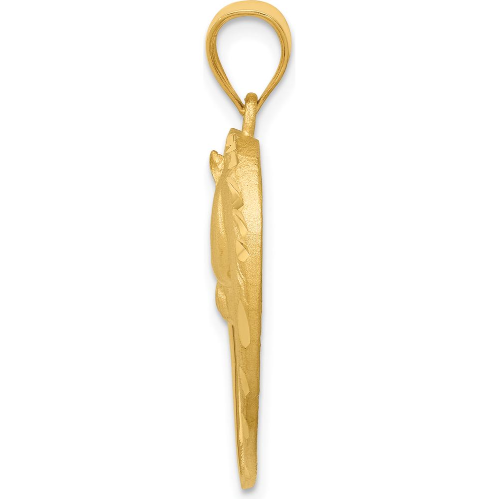 14K Yellow Gold Horse in Heart Pendant - Brushed Finish, 29mm Length by Oro Pregiato