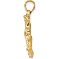 14K Yellow Gold Horse Walking Charm Pendant - Polished Finish, 33.93mm Length by Oro Pregiato