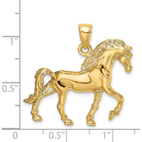 14K Yellow Gold Horse Walking Charm Pendant - Polished Finish, 33.93mm Length by Oro Pregiato
