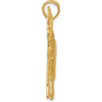 14K Yellow Gold Horse with Saddle Pendant Charm - Textured Gold Design by Oro Pregiato