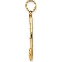 14K Yellow Gold Horseshoe and Dollar Sign Charm Pendant - 27.35mm Length by Oro Pregiato