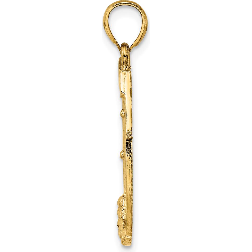 14K Yellow Gold Horseshoe and Dollar Sign Charm Pendant - 27.35mm Length by Oro Pregiato