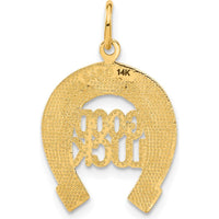 14K Yellow Gold Horseshoe Pendant Charm - Polished and Textured Design by Oro Pregiato
