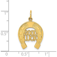 14K Yellow Gold Horseshoe Pendant Charm - Polished and Textured Design by Oro Pregiato