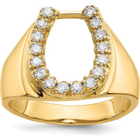 14K Yellow Gold Horseshoe Ring with 16 Prong-Set Round Diamonds - 0.45 Carat Total Diamond Weight by Monteluci Fine Jewelry