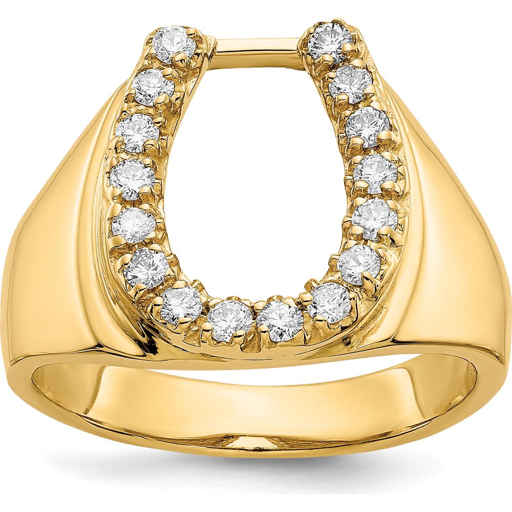 14K Yellow Gold Horseshoe Ring with 16 Prong-Set Round Diamonds - 0.45 Carat Total Diamond Weight by Monteluci Fine Jewelry
