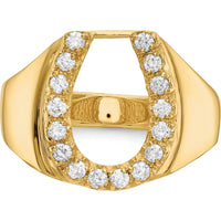 14K Yellow Gold Horseshoe Ring with 16 Prong-Set Round Diamonds - 0.45 Carat Total Diamond Weight by Monteluci Fine Jewelry