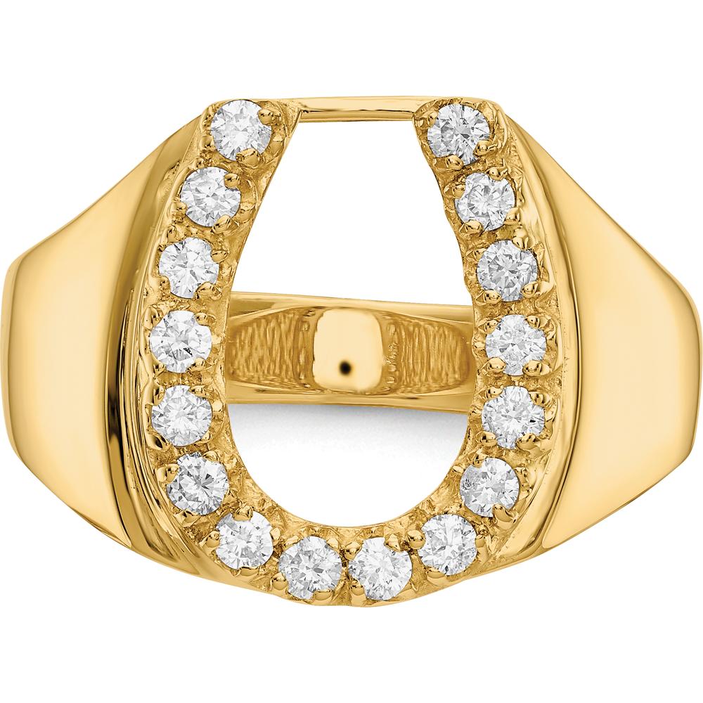 14K Yellow Gold Horseshoe Ring with 16 Prong-Set Round Diamonds - 0.45 Carat Total Diamond Weight by Monteluci Fine Jewelry