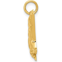14K Yellow Gold Howling Wolf Pendant Charm by Oro Pregiato