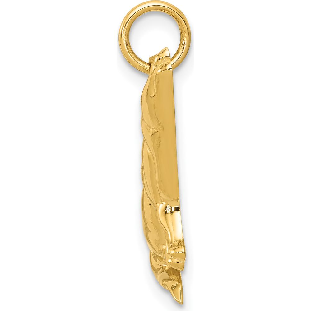 14K Yellow Gold Howling Wolf Pendant Charm by Oro Pregiato